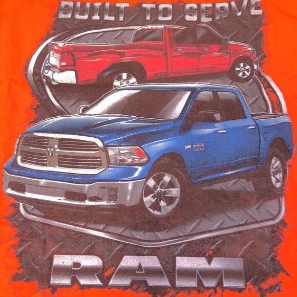 NEW Dodge Ram Guts and Glory T Shirt Womens Medium Built to Serve Ram Orange - Picture 4 of 5